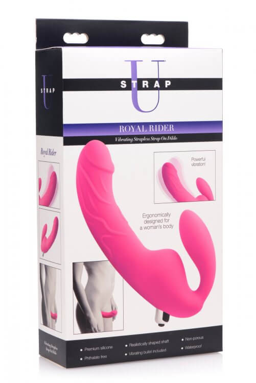 Royal Rider Vibrating Strapless Strap- on Dildo - Pink | 848518028198 | Discreet Personal Wellness