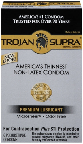Trojan Supra Bareskin Non-Latex - 6 Pack | 022600902423 | Discreet Personal Wellness