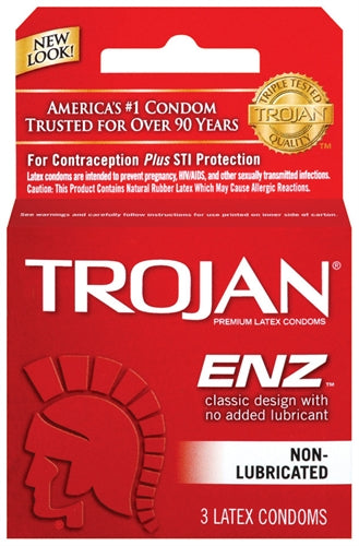 Trojan Enz Non-Lubricated Condoms - 3 Pack | 022600920502 | Discreet Personal Wellness