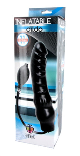 Inflatable 11 Inch Super Penis - Black | 811847012046 | Discreet Personal Wellness