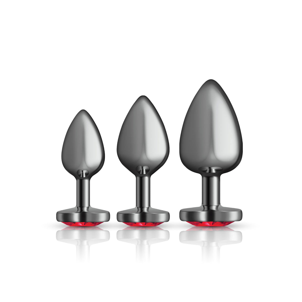 Cheeky Charms - Metal Butt Plug Gunmetal - Heart Dark Red - Anal Trainer Kit | 850018691529 | Discreet Personal Wellness