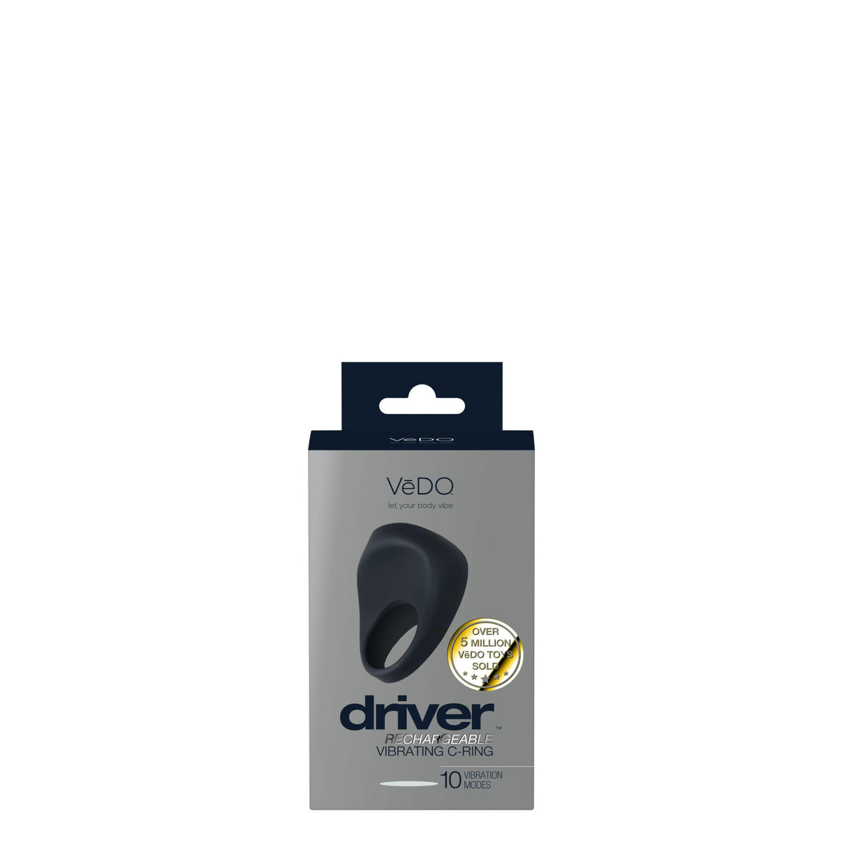 Driver Rechargeable Vibrating C-Ring - Black | 850052871055 | Discreet Personal Wellness