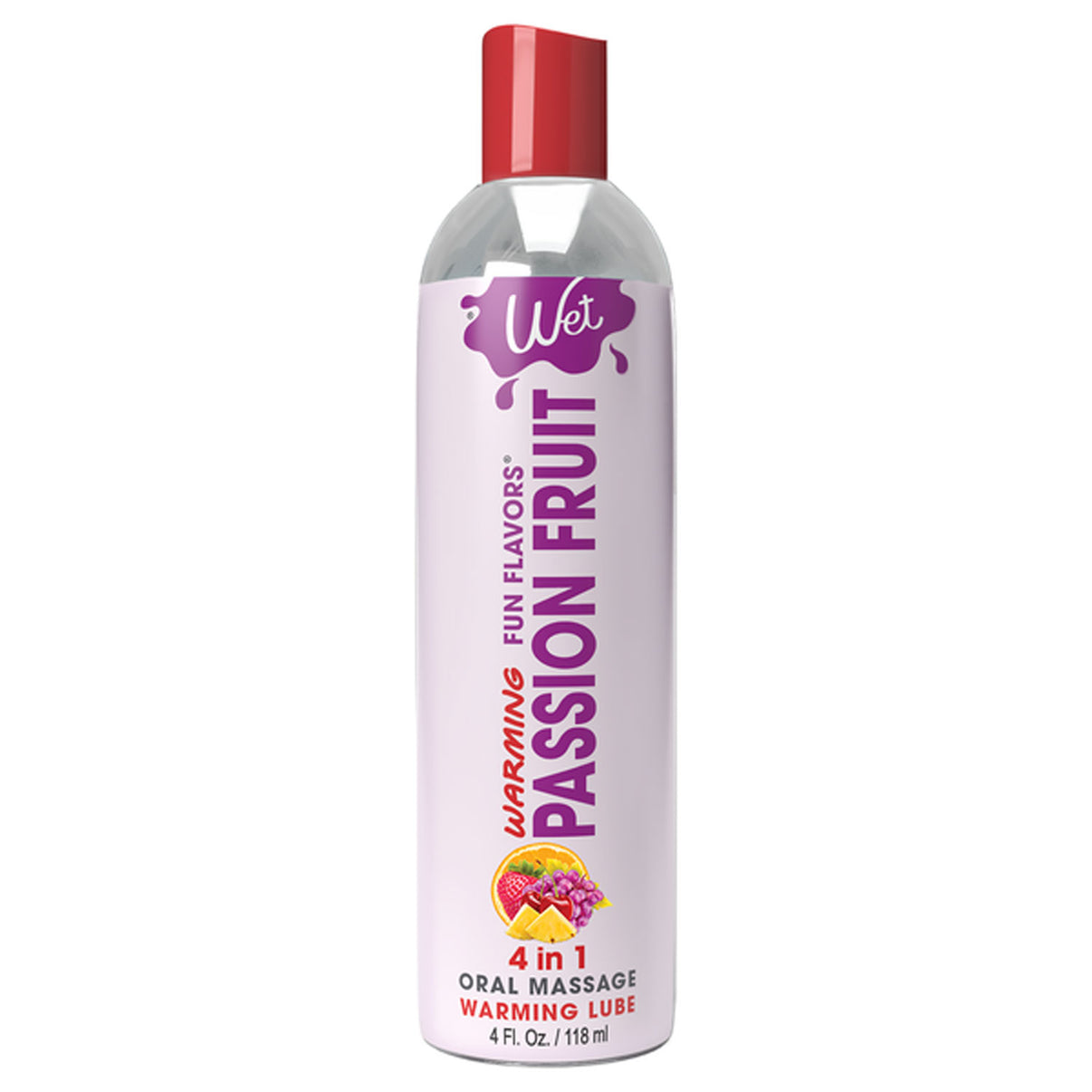 Wet Warming Fun Flavors - Passion Fruit - 4 in 1 Lubricant 4 Oz | 716222204187 | Discreet Personal Wellness