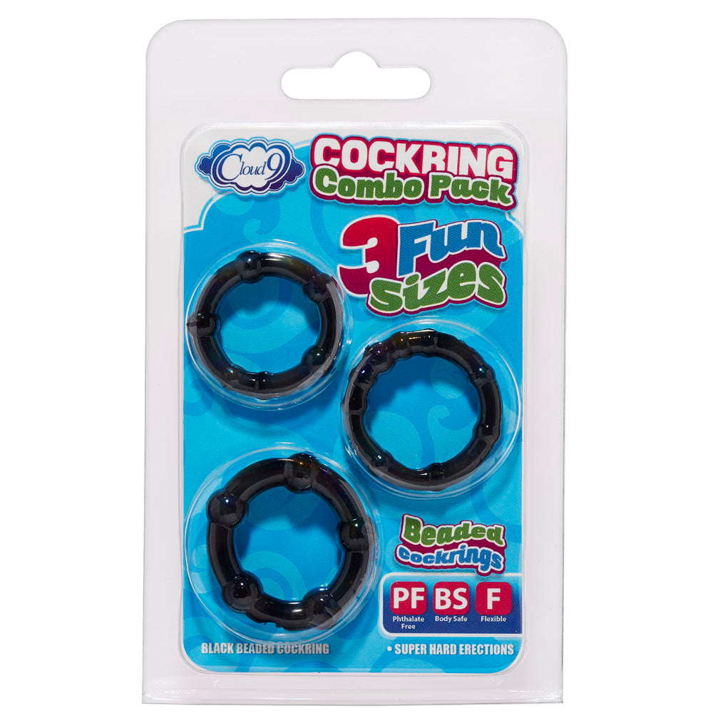 Penisring Combo Beaded - Black | 635346638411 | Discreet Personal Wellness