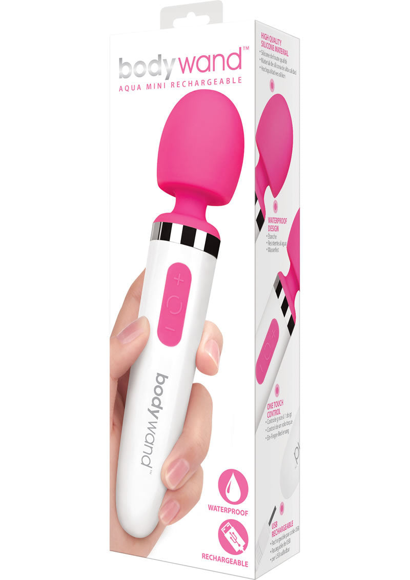 Bodywand Aqua Mini Silicone Rechargeable Massager - Pink | 726633977594 | Discreet Personal Wellness