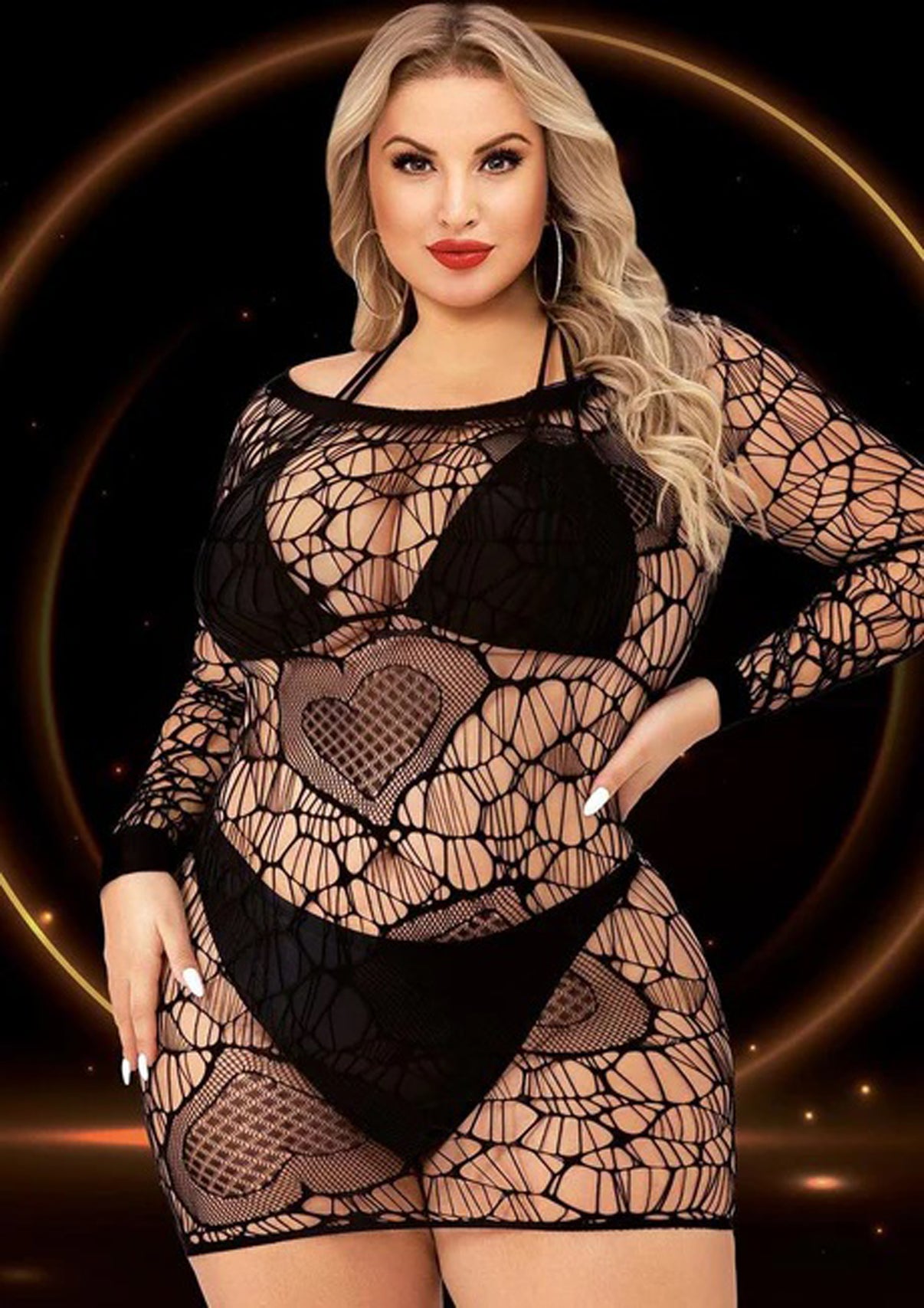 Long Sleeve Mini Dress - Queen Size - Black | 848416014125 | Discreet Personal Wellness
